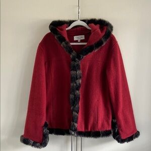 Vintage Tasha Polizzi Faux Fur Trimmed Hooded Jacket